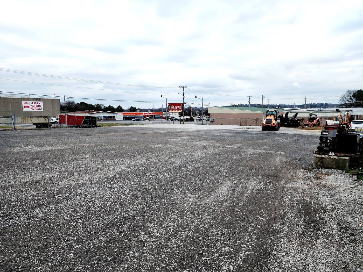 Finished gravel parking lot for a commercial property